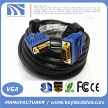 Cable de cable VGA SVGA de oro largo con cable HD15 Pin para monitor Proyector TV 1,5 m, 1,8 m, 2 m, 3 m, 5 m, 10 m, 20 m, 30 m, 40 m, 50 m